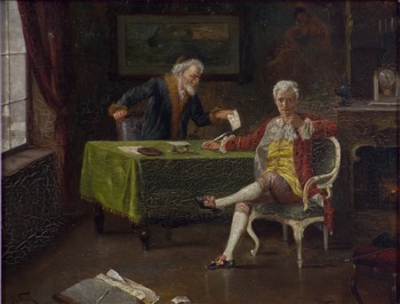 Josef Egon Frank 1873-1941 Senza titolo, 1893 Olio su tela cm 20x26 Firma e...