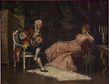 Hugo Von Wild XIX-XX sec. Senza titolo, 1893 Olio su tela cm 23x29 Firma e...