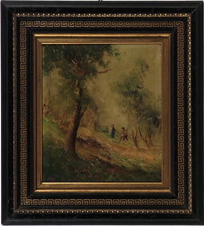 Francesco Mancini 1829-1905 Paesaggio Campano Olio su cartone cm 23x20 Firma...