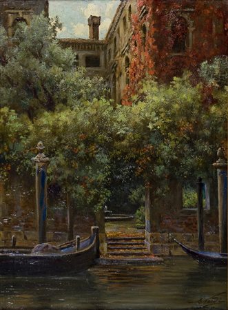 Enrico Nardi 1864-1947 Palazzo Veneziano Olio su tela cm 62x47 Firma in basso...