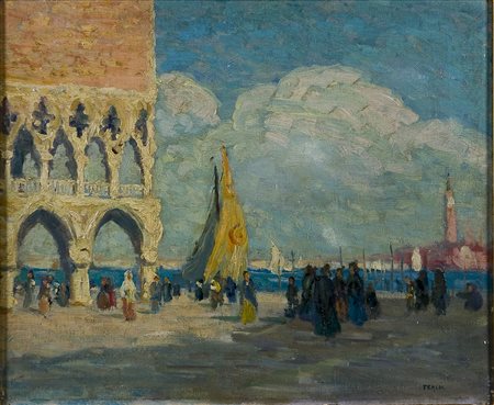 Ascanio Tealdi 1880-1961 El Liston Olio su tela cm 45x55 Firma in basso a destra