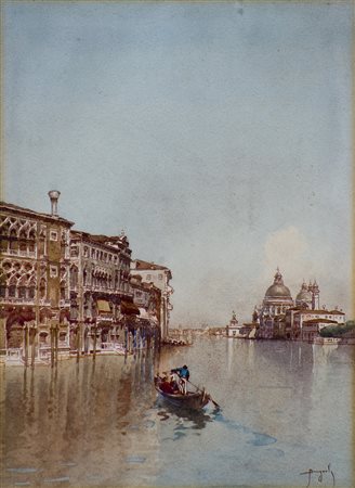 Emanuele Brugnoli 1859-1944 Senza titolo (Venezia) Acquarello su carta cm...