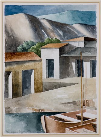 Marcello Scuffi 1948-2021 Alla vecchia pescaia, 1995 Acquarello su carta cm...