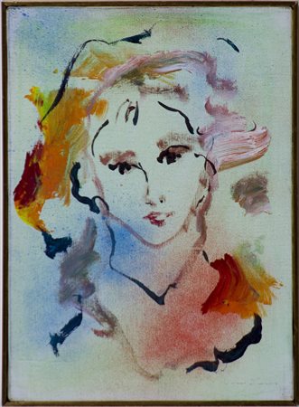 Ernesto Treccani 1920-2009 Senza titolo Olio su tela cm 35x25 Firma in basso...