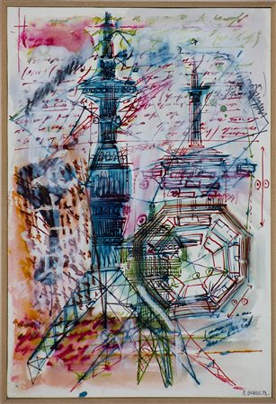 Raoul Schultz 1931-1971 Progetti leonardeschi, 1960 Tecnica mista su carta cm...