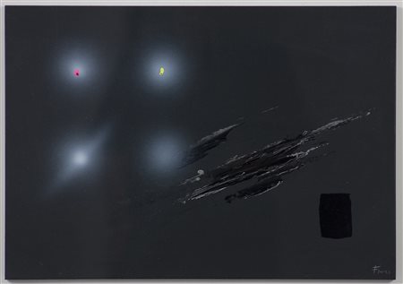 Ennio Finzi 1931 Neroide, 1985/89 Acrilico su carta su tavola cm 35x50 Firma...