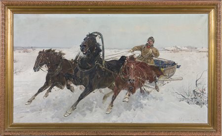 Ignacy Zygmuntowicz 1875-1947 Senza titolo Olio su tela cm 58x100 Firma in...
