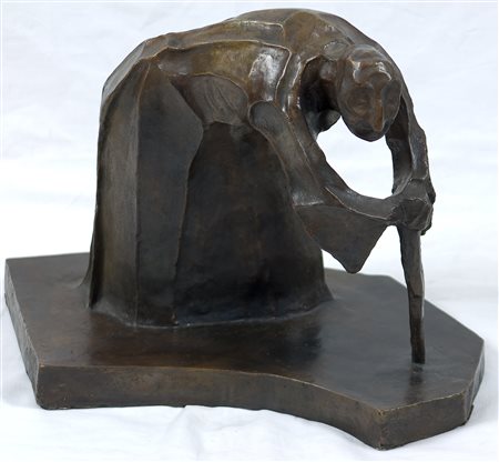 Felice Casorati 1883-1963 La vecchia Scultura in bronzo, es. V/VI cm 28x26x37...