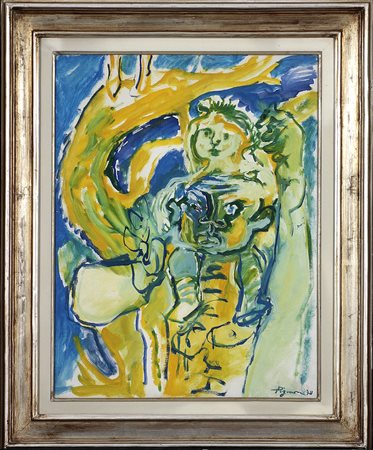 Edouard Pignon 1905-1993 L'homme à l'enfant ( Soleil ), 1970 Olio su tela cm...