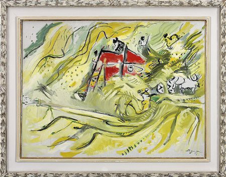 Edouard Pignon 1905-1993 Battage Amblé, 1959 Olio su tela cm 60x80 Firma e...