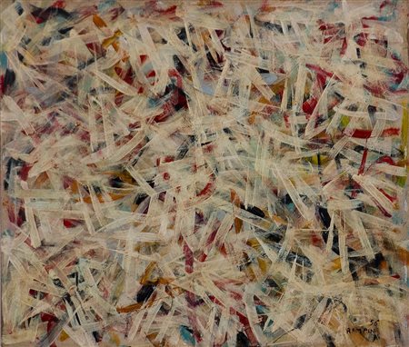 Saverio Rampin 1930-1992 Senza titolo, 1956 Olio su cartone cm 36x41 Firma e...