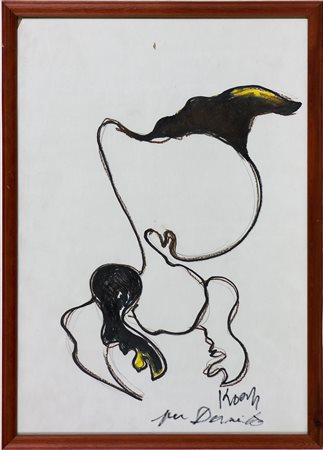 Koen Vanmechelen 1965 Senza titolo Tecnica mista su carta cm 50x35 Firma in...