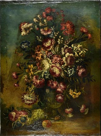 Scuola italiana della fine del XVII secolo NATURA MORTA olio su tela, cm 79,...