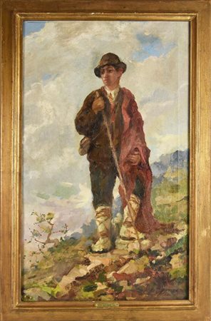 Luigi Scorrano PASTORE ABRUZZESE olio su tela, cm 69x42,1 firma Provenienza...