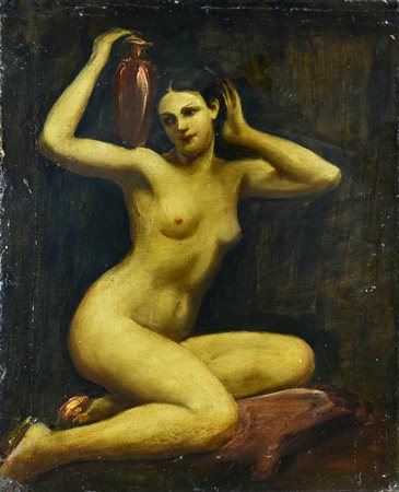 Pittore del XIX secolo NUDO olio su tela, cm 48,3x38,5 recante firma: D....