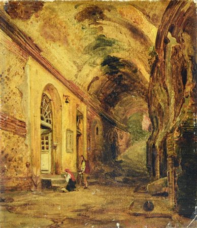 Achille Gigante GROTTA A POZZUOLI acquerello su carta applicata su...