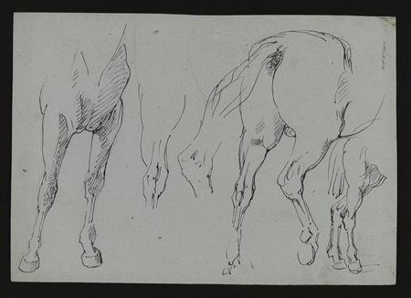 Emilio Lapi STUDIO DI CAVALLO china nera su carta, cm 16x23