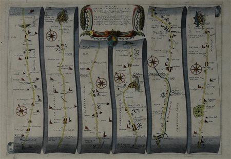 THE ROAD FROM LONDON TO KINGSLYN, 1675 incisone all'acquaforte con...