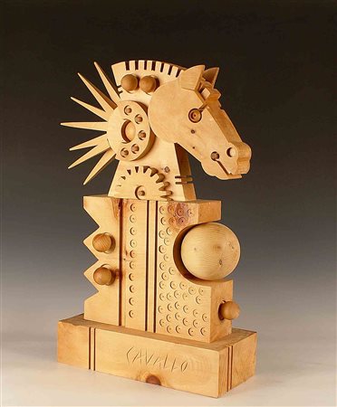 Ferdinando Codognotto (San Donà di Piave 1940), "Cavallo", scultura in legno...