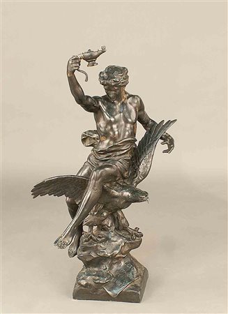 Emile Louis Picault (Francia 1833 - 1915), scultura in bronzo patinato...