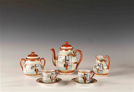 Servizio da caffè in porcellana policroma composto da sei tazzine con...