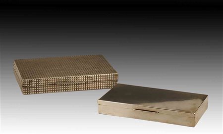 Lotto composto da due scatole rettangolari in legno e argento, misure diverse...