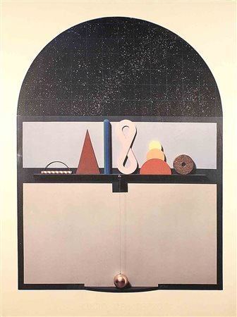 Lucio del Pezzo (Napoli 1933), "Cielo stellato e forme", stampa d'arte su...