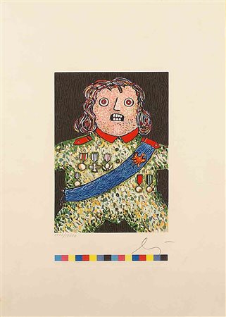 Enrico Baj (Milano 1924 - Vergiate 2003), "Il piccolo generale", acquaforte a...