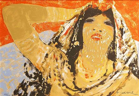 Salvatore Fiume (Comiso 1915 - Milano 1997), "Odalisca", serigrafia...