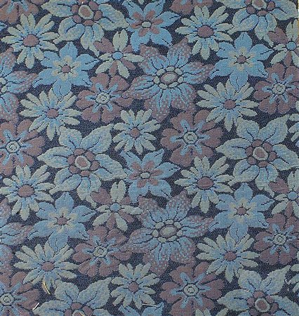 Pezza gobelin cotone a fiori, fondo azzurro, m. 25 circa, h. cm. 140.