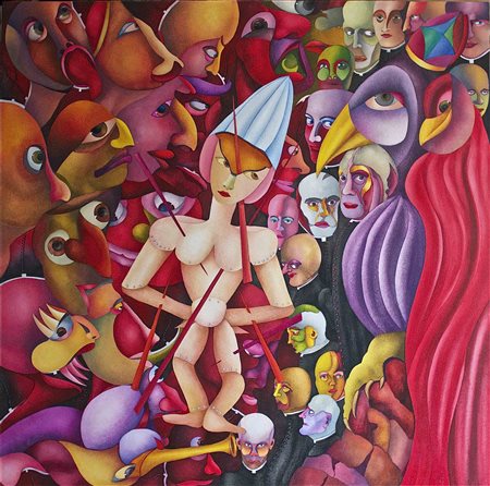 Giuseppe Annese (Roma 1938), "Senza titolo", tecnica mista su faesite, cm....