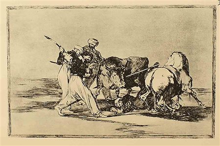 Cartella contenente quaranta stampe della Tauromaquia di Francisco Goya,...