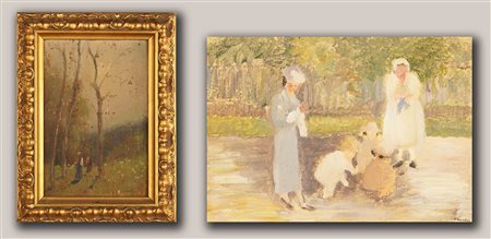 Lotto composto da due piccoli dipinti, soggetti e misure diverse.