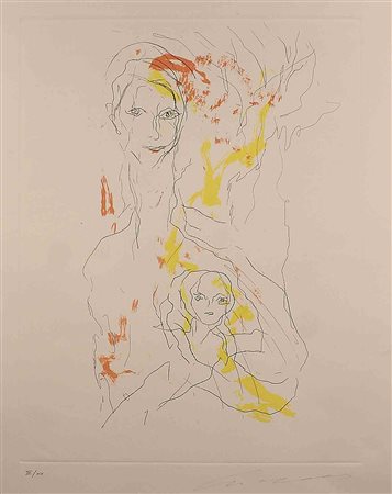 Ernesto Treccani (Milano 1929 - 2007) "Figure", incisione, es. IV/XX, cm....