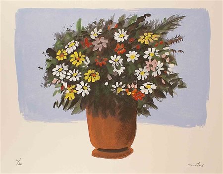 Enotrio Pugliese (Buenos Aires 1920 - Pizzo Calabro 1989), "Vaso di fiori",...