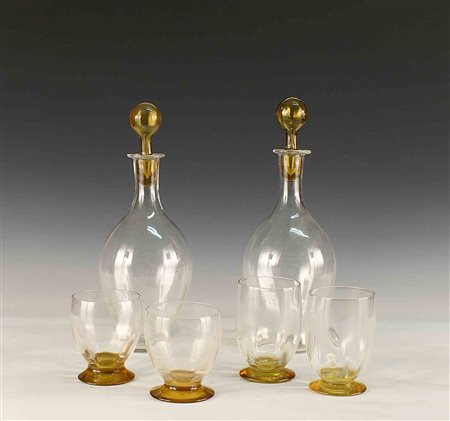 Servizio di bicchieri in vetro trasparente e colorato composto da sei...