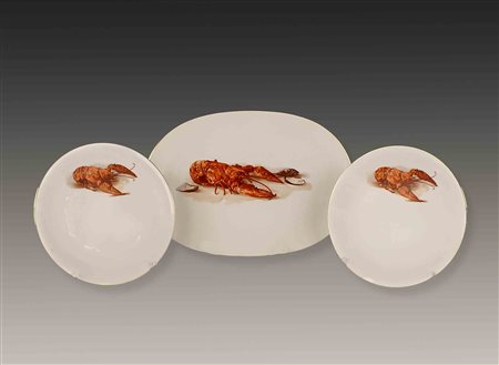 Servizio per aragosta composto da dodici piatti piani e un piatto ovale da...