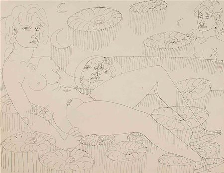 Tono Zancanaro (Padova 1906 - 1985), "Senza titolo", disegno, cm. 26x34,...