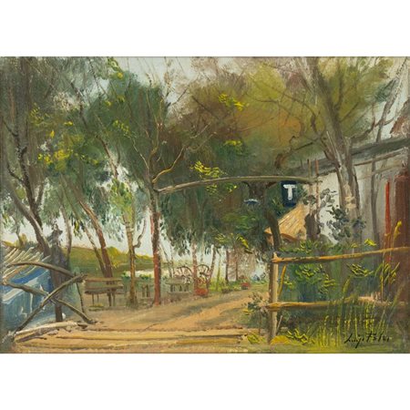 LUIGI FALAI, Massaciuccoli, Olio su cartone telato