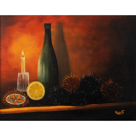 PITTORE DEL XX SECOLO, Ricci e candela, Olio su tela