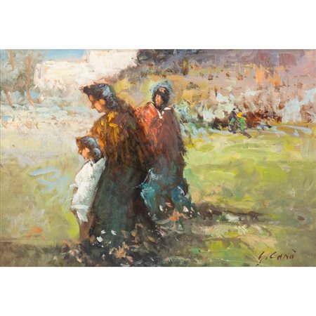 PITTORE DEL XX SECOLO, Figure, Olio su tavola