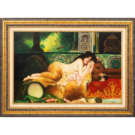 PITTORE DEL XX SECOLO, Odalisca sdraiata, Olio su tela