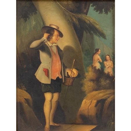 ANONIMO DEL XIX SECOLO, Olio su metallo