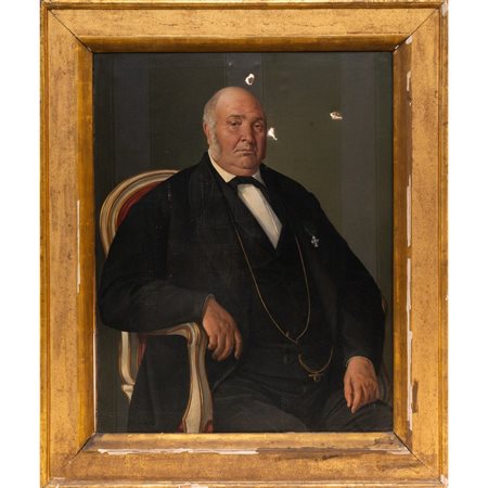 SCUOLA SICILIANA DEL XIX SECOLO, Antenato, Olio su tela