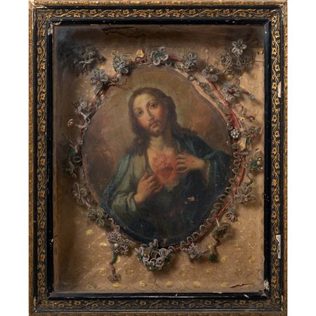 PITTORE SICILIANO XVIII SECOLO, Olio di forma ovale su tela