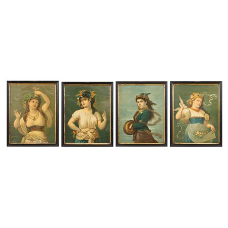 MANIFATTURA ITALIANA PRIMI DEL' 900, 4 oleografie su carta