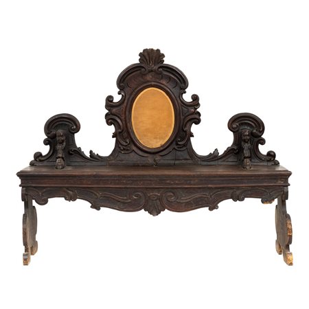 MANIFATTURA SICILIANA DEL XVII SECOLO, Panca con spalliera