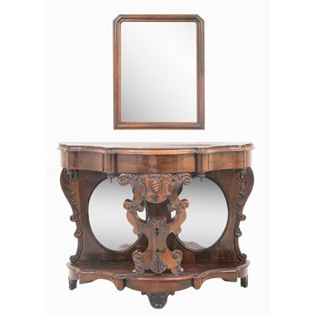 MANIFATTURA NAPOLETANA XIX SECOLO, Consolle con specchiera