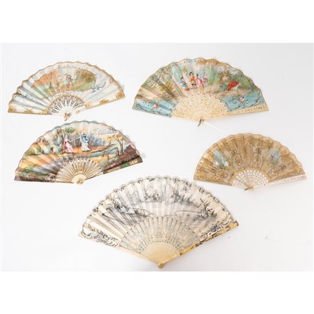 MANIFATTURA EUROPEA DEL XVIII E XIX SECOLO, Cinque ventagli