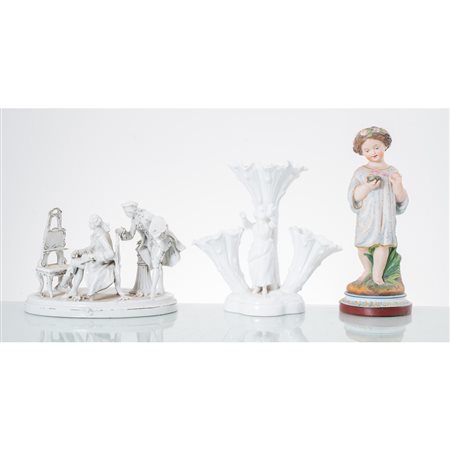 MANIFATTURA EUROPEA XIX/XX SECOLO, Fioriera, gruppo e scultura